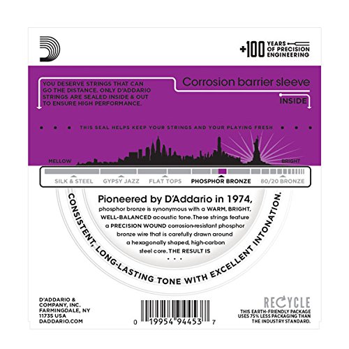 D'Addario EJ38H Phosphor Bronze High Strung Acoustic Guitar Strings - .010-.027 Nashville