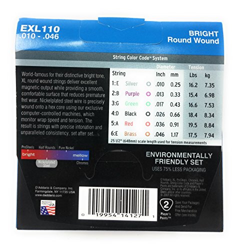D'Addario EXL110 Regular Light XL Electric Guitar Strings 